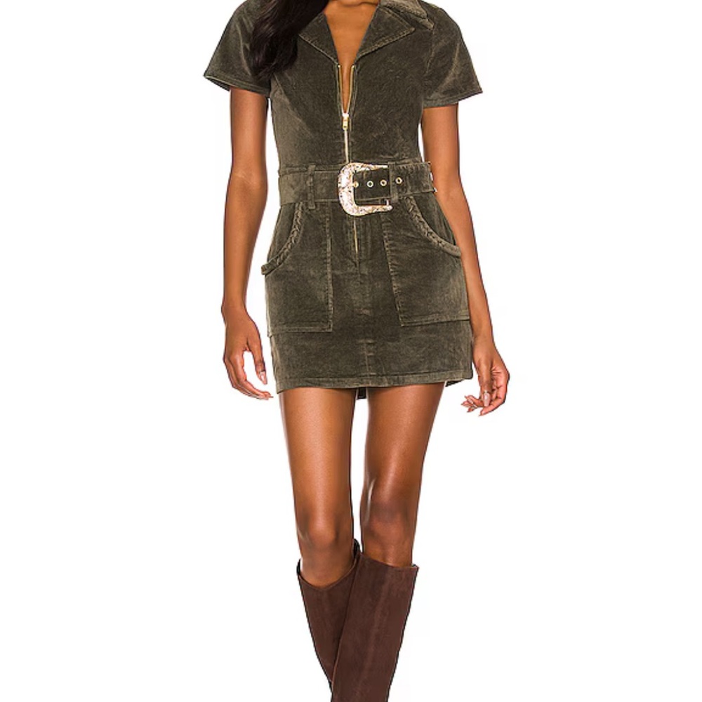 Show Me Your MuMu Olive Green Short Sleeve Dress
